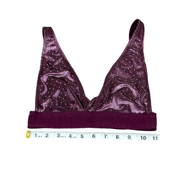 PINK Victoria's Secret Velvet Plum Sequin Bralette Size S Sexy Glam Sparkle - Picture 2 of 9